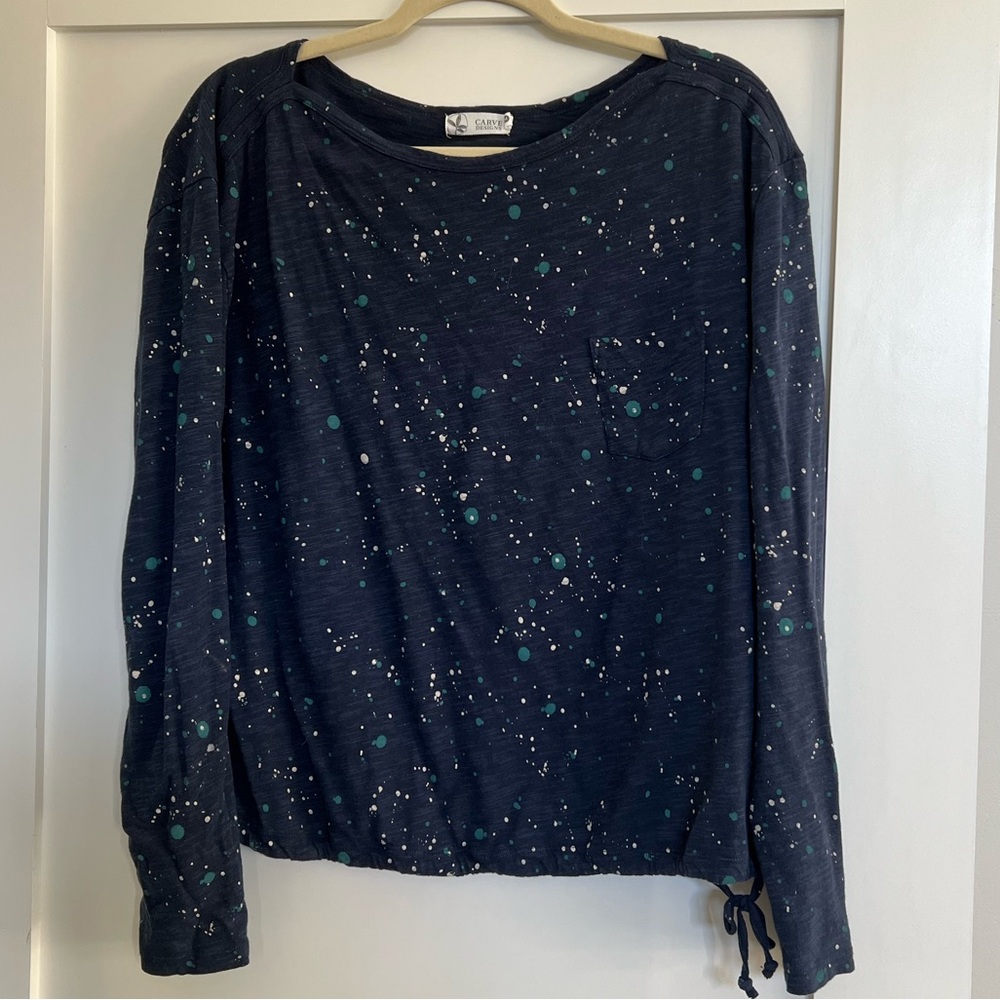 Carve Designs Lorena Top Navy Blue Splatter -M